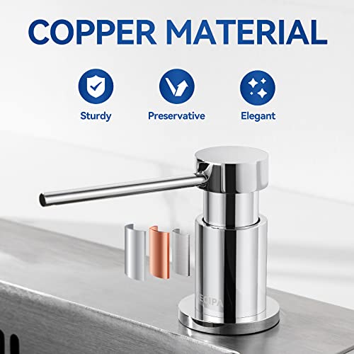 CECIPA Built-in Soap Dispenser for Kitchen, Sink Soap Dispenser with 300ml Bottle and 1.2m Extension Hose, 360° Swivel Pump, Chrome