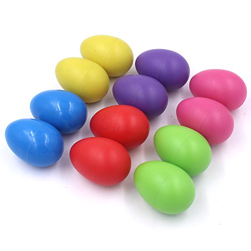 Zicome 12-Piece Plastic Egg Shakers Percussion Musical Egg Maracas Kids Toys (6 colors)