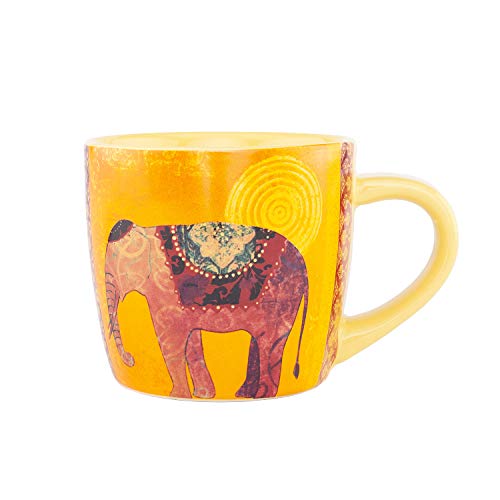 Bodhi YogiMug Keramiktasse Elephantasy | Keramiktasse (orange-gelb) mit Design-Print | nicht nur für Yoga-Fans | Kaffeetasse, Teetasse, Chai | Geschenk | 300 ml
