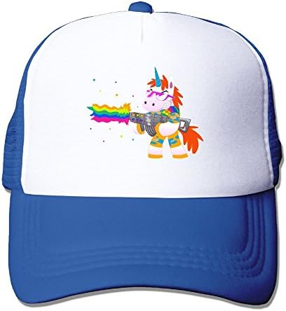 Vicop Unicorn Shooting Trucker Cap Summer Mesh Hat With Adjustable Strap RoyalBlue