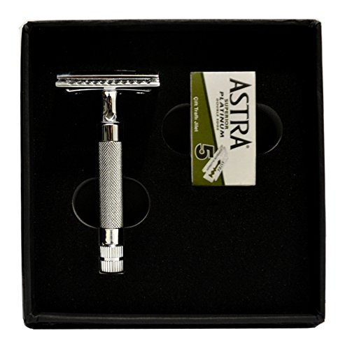 CS-202 Classic Samurai Short Handle Double Edge Safety Razor with 5 Astra Double Edge Razor Blades