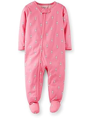 Toddler Girls' Print Footie - Kitty - Pink