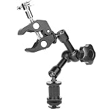 ChromLives Magic Arm 7" Articulating Friction Arm Super Clamp Adjustable Rod Clamp Pliers Clip with 1/4" and 3/8" Thread for DSLR Camera Rig/LCD Monitor/LED Lights/Flash Light