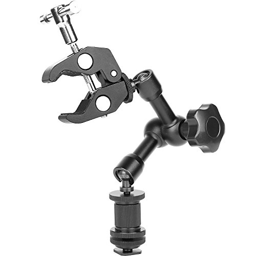 ChromLives Magic Arm 7" Articulating Friction Arm Super Clamp Adjustable Rod Clamp Pliers Clip with 1/4" and 3/8" Thread for DSLR Camera Rig/LCD Monitor/LED Lights/Flash Light