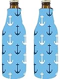 Coolie Junction Anchor Pattern Beer Bottle Coolie 2 Pack