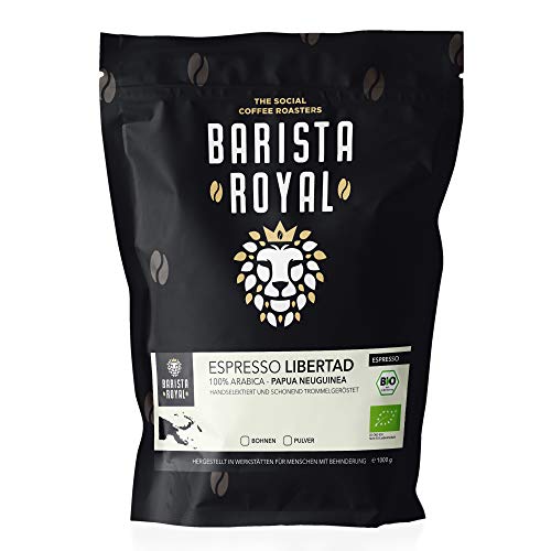 BARISTA ROYAL Bio Espressobohnen "Espresso Libertad" | Frische Kaffeebohnen direkt aus Papua Neuguinea | 100% Arabica Espresso ganze Bohnen | Ideal für Vollautomat und Siebträger (1000 g)