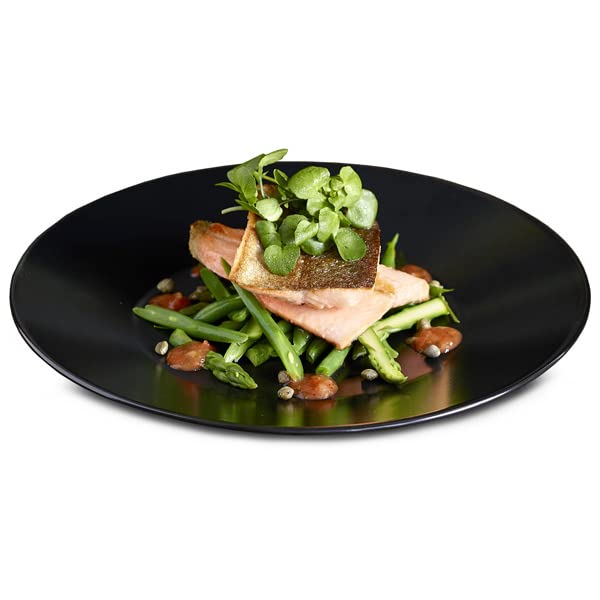 Viejo Valle Midnight Wide Rim Plate Black 25cm - Pack of 6 - Stoneware Plate