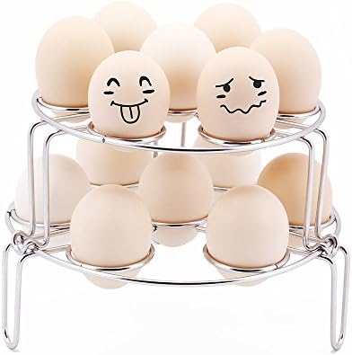 SABUY Instant Pot Egg Steamer Rack Accessories, Multi-Functional Stackable Stainless Steel Pan Trivet and Insert fits IP 6qt, 8qt, Other Pressure Cookers and Pots