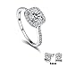 Winter.Z Womens Jewelry Circular Bead Square Ring Diamond Platinum Ring Wedding