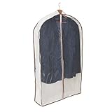 Smart Design Canvas Gusseted Suit Garment Bag w/ Cedar & Zipper - VentilAir Mesh Material - for Suits, Coats, Shirts, & Pants Storage Organization - (42 x 24 Inch) [Clear]