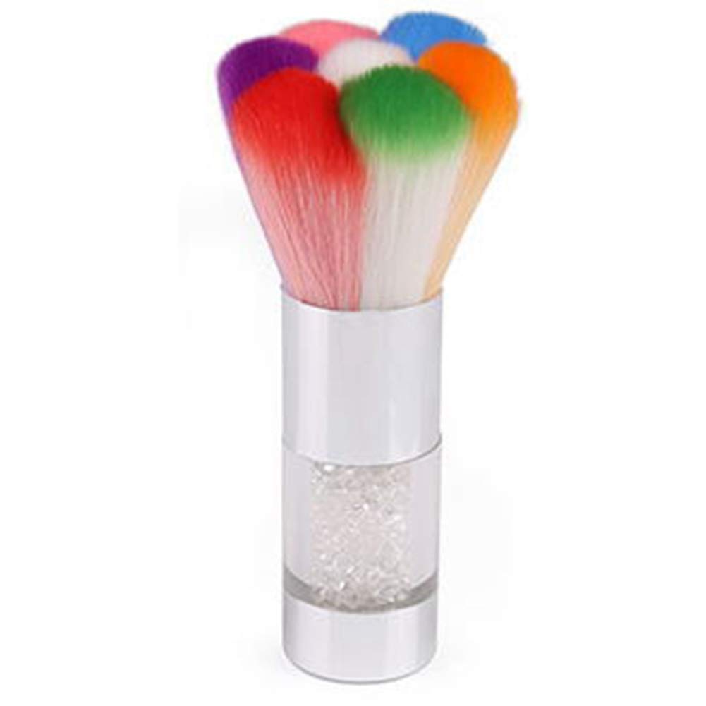 Nail Dust Brush, Nails Cleaner Acrylic Colorful Makeup Brushes Cleaning Dust Brushes Art Nail Tools(Silver)