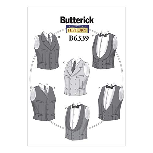 BUTTERICK PATTERNS B6339 Single or Double-Breasted Vests, XM (Small-Medium-Large)