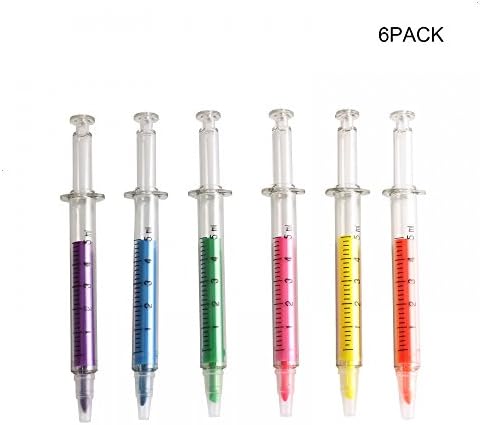 Dotop Syringe Highlighter Pens with 6 Pcs Random Color