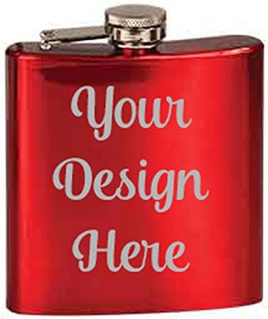 6 oz Personalized Flask - Custom Liquor Flask - Stainless Steel - Choice of Color