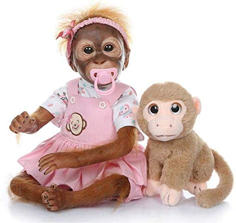人形のクリスマス 新しい52cm手作りの詳細なペイント生まれ変わった赤ちゃん猿生まれたばかり