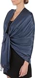 Sakkas Silky Solid Soft Pashmina Shawl Wrap Stole - Navy Blue