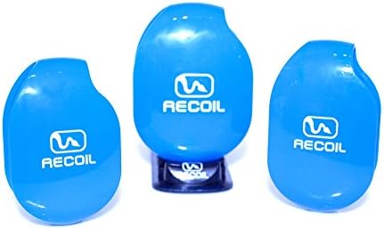 Recoil AUTOMATIC Cord Winder for Headphones, USB Cables and Chargers. 3Pack Combo-2 Medium &amp; 1 Large Winder with Organizer Rack. Color Blue.