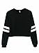 Joeoy Women's Casual Striped Long Sleeve Crop Top Sweatshirt Black-S