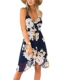 Ouduokiya Women Chiffon Dresses Sexy Strapped Deep V-neck Print Backless Summer Style Women Clothing
