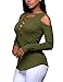 OLUOLIN Women's Sexy Lace Up Shirts Tops Cold Shoulder Blouses