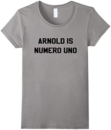 Women's Arnold Is Numero Uno Movie Documentary workout T Shirt Large Slate