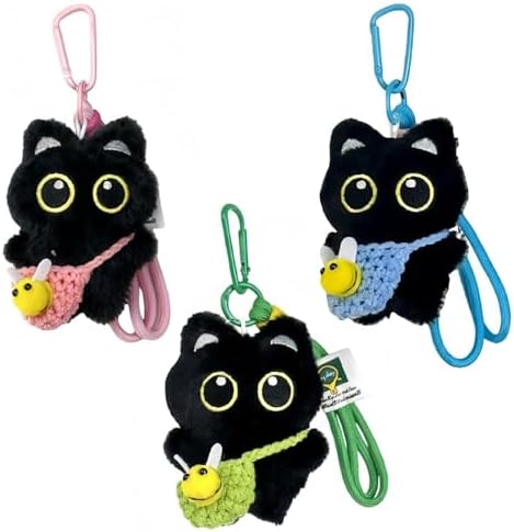 Cute Cat Plush Keychain, Black Cat Keychain Kawaii Bag Accessories