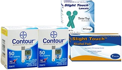 Bayer Contour Test Strips 100 Count, 100 30g Lancets, 100 Alcohol Prep Pads