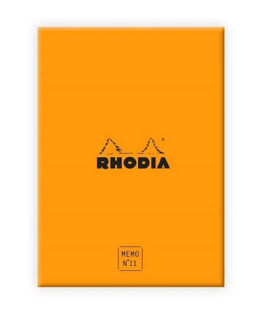 RHODIA 194049C - Memo Pad Box N°11 Orange - A7 8.5x11.5 cm - 5/5 (Small Squares) - 240 Sheets 80g/m - Practical and Compact - Rhodiatime Collection