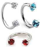 3PCS Surgical steel Horseshoe Hoop,Multi-functional Captive Ring for Nose Daith Lip Eyebrow Nipple Ear Cartilage Helix,Hypoallergenic Lead and Nickel Free- 16G 8mm (A- 3PCS:blue,red,white)