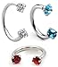 3PCS Surgical steel Horseshoe Hoop,Multi-functional Captive Ring for Nose Daith Lip Eyebrow Nipple Ear Cartilage Helix,Hypoallergenic Lead and Nickel Free- 16G 8mm (A- 3PCS:blue,red,white)