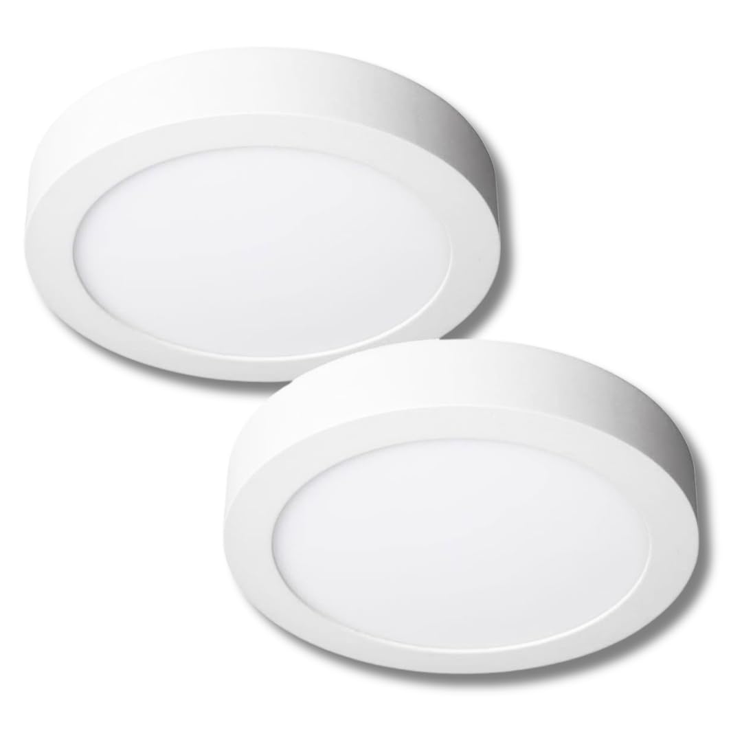 Jandei 18W LED Round Recessed Ceiling Flat Panel Down Light Ultra Slim Lamp Cool White 6000K 2 Pack