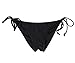 CROSS1946 Sexy Brazilian Ruched Semi Thong Bikini Bottom Women Tie Side By UPS M;Black