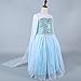 Girls Snow Queen Costume Elsa Dress Christmas Princess Dress Up,Sky Blue,140(US 6)