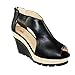 BellaMarie Women's Fergie-1 Peep-toe Cut-out Wedge Platform Sandals