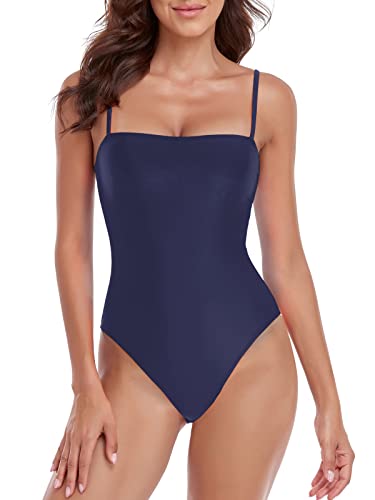 RELLECIGA Women's One Piece Swimsuits Bandeau Tummy Control Bathing Suit at Amazon