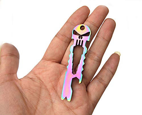 Nurbo 3 PCS Multi-function Skull EDC Tool Pocket Stainless Steel Key Ring Bottle Opener