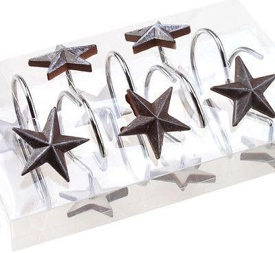 New 12 Pcs Decorative Star Rolling Curtain Hooks Bathroom Anti Rust Alloy Resin