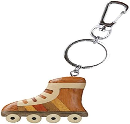 Natural Wood Handmade Object Key Holder (Inline skate)