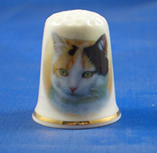Porcelain China Collectable Thimble -- Tortoiseshell Cat
