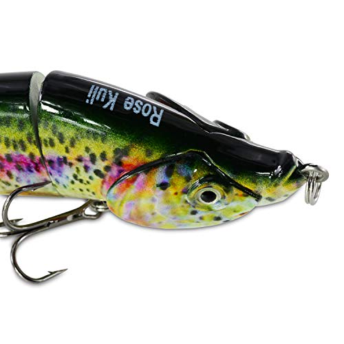 Rose Kuli Fishing Bass Lures Multi Jointed Topwater Life-Like Trout Swimbait Hard CrankBaits