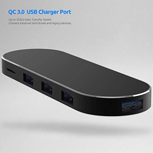 USB C Hub Adapter Aluminum Slim USB C 7-in-1 Reader with USB 3.0 Ports TF SD Card Reader Type C Anti-wear Mirror Surface Power Delivery Compatible for MacBook Pro Phone Other USB C Devices