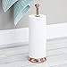 mDesign Metal Free-Standing Toilet Paper Holder with Stainless Steel Tube, Stand with Storage Roller Organizer for Bathroom Cabinet - Holds 3 Rolls Toilet Tissue - Hyde Collection - Rose Gold