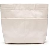 YONBEN Lined Cosmetic Bag Canvas Makeup Bag Tote Bag Organizer Insert Handheld Storage Bag with Buttons Lightweight Large Capacity Inner Pack