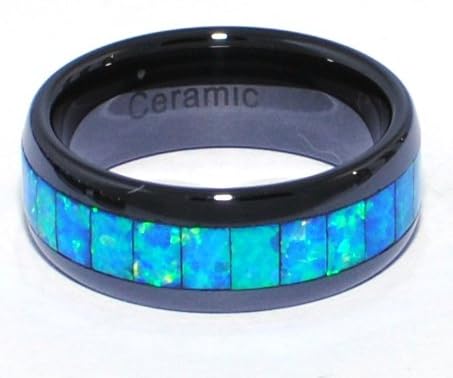 8mm Precious Opal Ceramic Ring with Blue-green Inlays (13)
