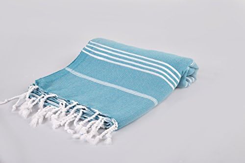 My Hammam 100% Cotton Pestemal Turkish Bath Towel, 37" x 70" (Dark Turquoise)