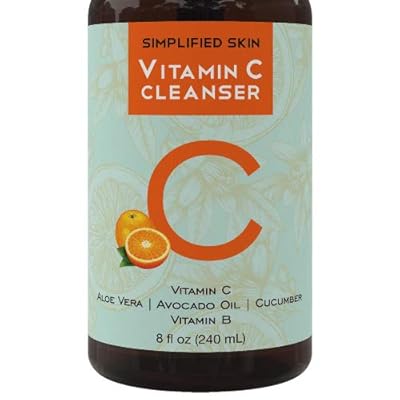 Vitamin C Facial Cleanser (8 oz) Gel for Daily Anti-Aging &amp; Acne Treatment. Clear Pores on Oily, Dry &amp; Sensitive Skin. Best Natural Makeup Removing Face Wash by Simplified Skin