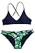 CUPSHE Women's Printing Padding Bikini Set Swimsuit (L, Peacock Printing)