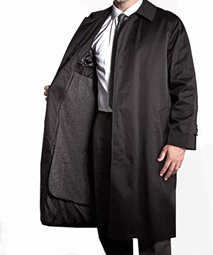 Jean Paul Germain Big and Tall Buster Three-Season Overcoat (54 Long, Black)