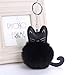 Kissweet PU Cute Cat Keychain Faux Rabbit Fur Pompom Puff Ball Key Ring Purse Backpack Handbag Charms for Women(Cat-black)