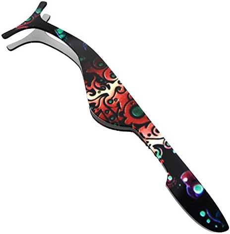 False Eyelash Applicator: Eyelash Extensions Tweezers for Easy Lash Application and Removal – Adjust and Repair Your Lashes in an Instant – Stainless Steel (Floral Black)